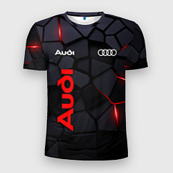 Мужская спорт-футболка Audi черные плиты с эффектом свечения