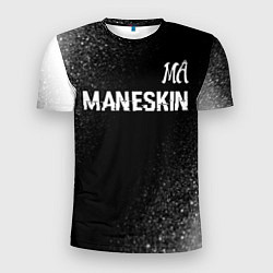 Мужская спорт-футболка Maneskin glitch на темном фоне посередине