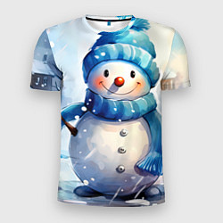 Футболка спортивная мужская Большой снеговик, цвет: 3D-принт