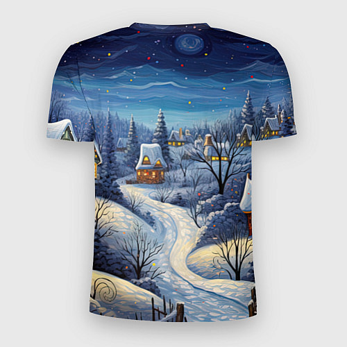 Мужская спорт-футболка Деревня новогодняя / 3D-принт – фото 2