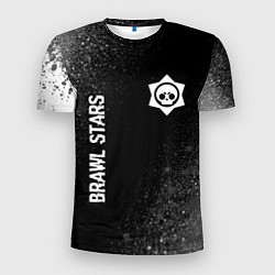 Мужская спорт-футболка Brawl Stars glitch на темном фоне вертикально