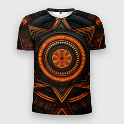 Мужская спорт-футболка Орнамент в африканском стиле на тёмном фоне