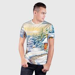 Футболка спортивная мужская Дорожка к новогоднему дому, цвет: 3D-принт — фото 2