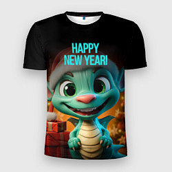 Мужская спорт-футболка Happy new year green dragon