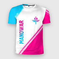 Мужская спорт-футболка Manowar neon gradient style вертикально