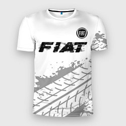 Футболка спортивная мужская Fiat speed на светлом фоне со следами шин посереди, цвет: 3D-принт