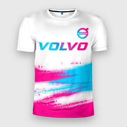 Мужская спорт-футболка Volvo neon gradient style посередине