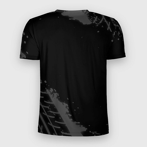 Мужская спорт-футболка Chery speed на темном фоне со следами шин вертикал / 3D-принт – фото 2