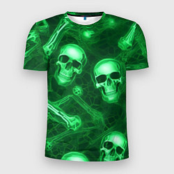 Мужская спорт-футболка Зелёные черепа и кости