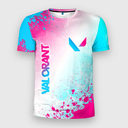 Мужская спорт-футболка Valorant neon gradient style вертикально