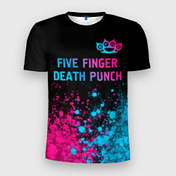 Футболка спортивная мужская Five Finger Death Punch - neon gradient посередине, цвет: 3D-принт