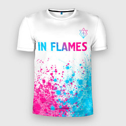 Мужская спорт-футболка In Flames neon gradient style посередине