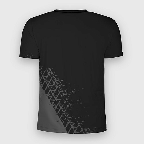 Мужская спорт-футболка Fiat speed на темном фоне со следами шин вертикаль / 3D-принт – фото 2