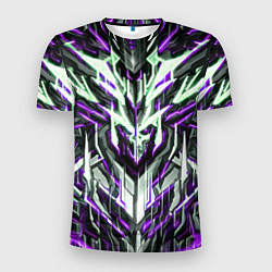 Мужская спорт-футболка Неоновый фиолетовый кибер череп