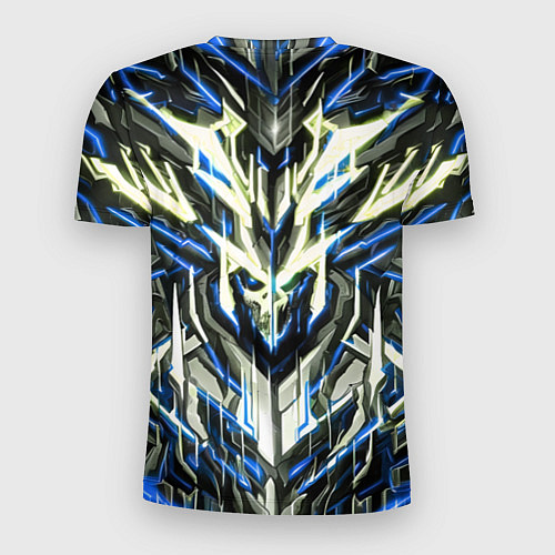 Мужская спорт-футболка Неоновый синий кибер череп / 3D-принт – фото 2