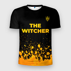 Мужская спорт-футболка The Witcher - gold gradient посередине