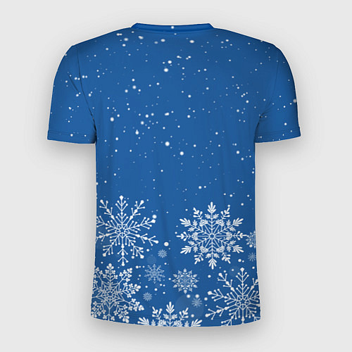 Мужская спорт-футболка Текстура снежинок на синем фоне / 3D-принт – фото 2