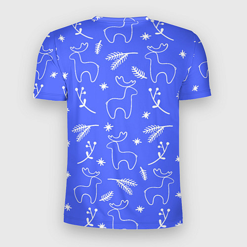 Мужская спорт-футболка Синий рождественский принт с оленями / 3D-принт – фото 2