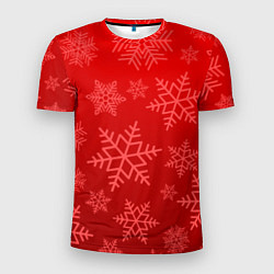 Мужская спорт-футболка Красные снежинки