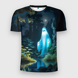 Мужская спорт-футболка Призрак в лесу у воды