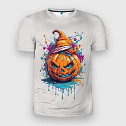 Мужская спорт-футболка Хэллоуинская тыква в красках