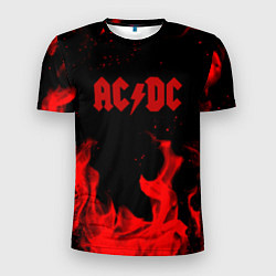 Футболка спортивная мужская AC DC огненный стиль, цвет: 3D-принт
