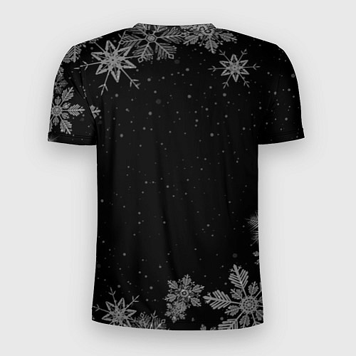 Мужская спорт-футболка Новогодний лыжник на темном фоне / 3D-принт – фото 2