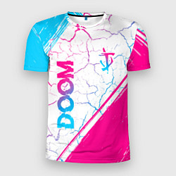 Мужская спорт-футболка Doom neon gradient style вертикально