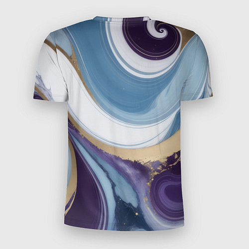 Мужская спорт-футболка Абстрактный волнистый узор фиолетовый с голубым / 3D-принт – фото 2
