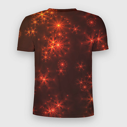 Мужская спорт-футболка Абстрактные светящиеся красно оранжевые снежинки / 3D-принт – фото 2