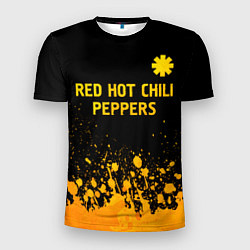 Футболка спортивная мужская Red Hot Chili Peppers - gold gradient посередине, цвет: 3D-принт