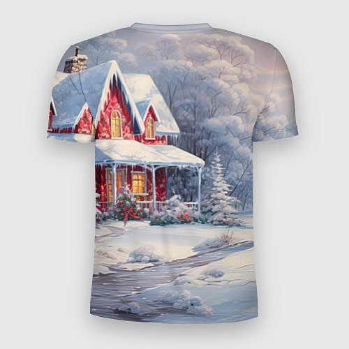 Мужская спорт-футболка Новогодний снежный дом / 3D-принт – фото 2