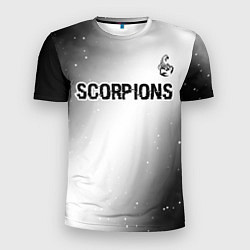 Футболка спортивная мужская Scorpions glitch на светлом фоне посередине, цвет: 3D-принт