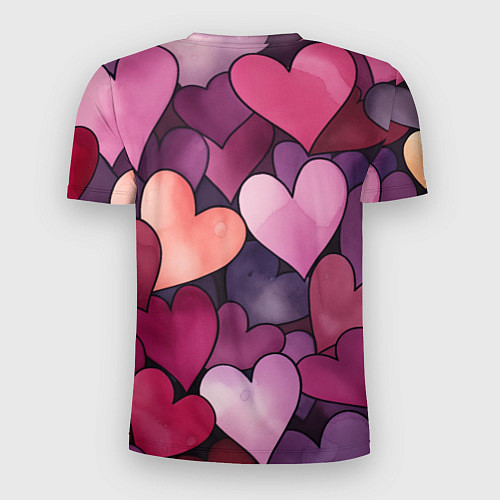 Мужская спорт-футболка Много акварельных сердец / 3D-принт – фото 2