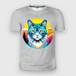 Мужская спорт-футболка Нейросеть - кот в стиле граффити