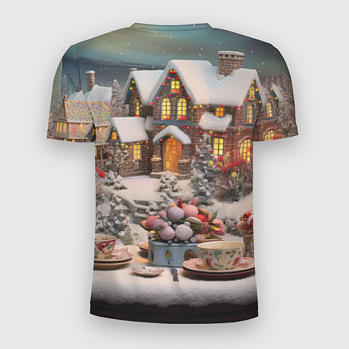 Мужская спорт-футболка Объемные новогодние домики / 3D-принт – фото 2