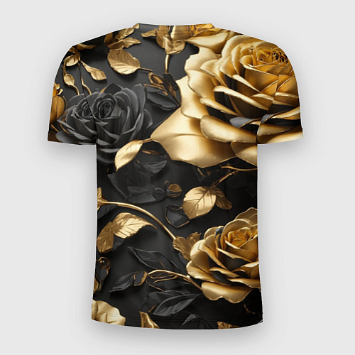 Мужская спорт-футболка Металлические розы золотые и черные / 3D-принт – фото 2