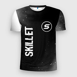 Мужская спорт-футболка Skillet glitch на темном фоне вертикально