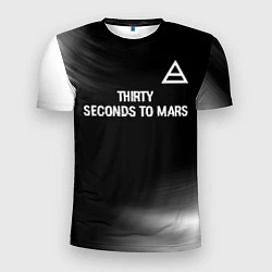 Футболка спортивная мужская Thirty Seconds to Mars glitch на темном фоне посер, цвет: 3D-принт