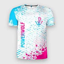 Футболка спортивная мужская Powerwolf neon gradient style вертикально, цвет: 3D-принт