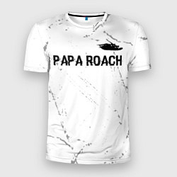 Мужская спорт-футболка Papa Roach glitch на светлом фоне посередине