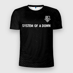 Футболка спортивная мужская System of a Down glitch на темном фоне посередине, цвет: 3D-принт