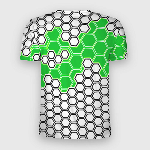 Мужская спорт-футболка Зелёная энерго-броня из шестиугольников / 3D-принт – фото 2