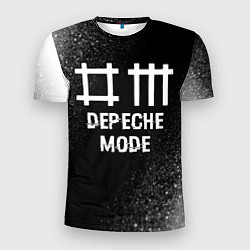 Мужская спорт-футболка Depeche Mode glitch на темном фоне