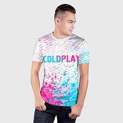 Футболка спортивная мужская Coldplay neon gradient style посередине, цвет: 3D-принт — фото 2