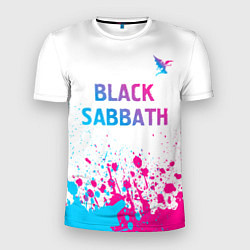 Мужская спорт-футболка Black Sabbath neon gradient style посередине