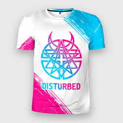 Мужская спорт-футболка Disturbed neon gradient style