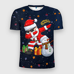 Мужская спорт-футболка Санта Клаус и снеговик