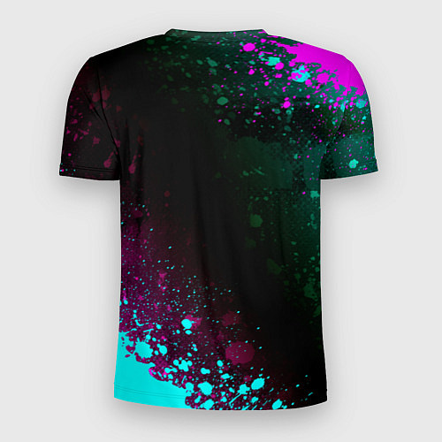 Мужская спорт-футболка Игорь и неоновый герб России вертикально / 3D-принт – фото 2