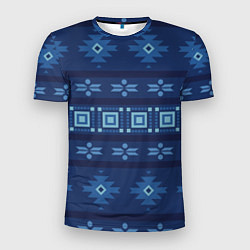 Футболка спортивная мужская Blue tribal geometric, цвет: 3D-принт